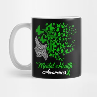 Mental Health Awareness Butterflies Green Ribbon Girl Mug